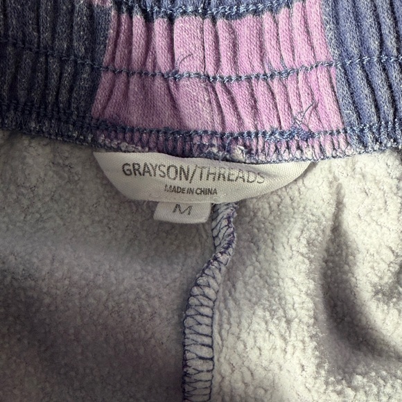 Grayson Threads Purple Gray Check Pants Womens Size M Cargo Lounge - Picture 4 of 5
